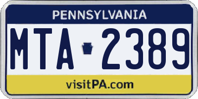 PA license plate MTA2389