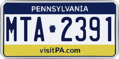 PA license plate MTA2391