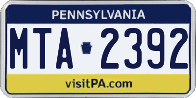 PA license plate MTA2392
