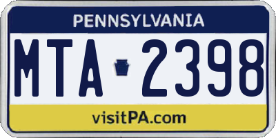 PA license plate MTA2398