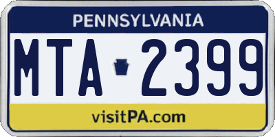 PA license plate MTA2399