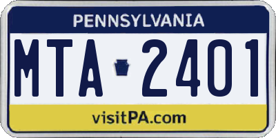 PA license plate MTA2401