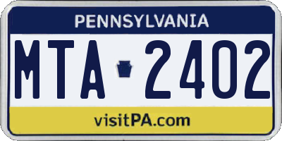 PA license plate MTA2402