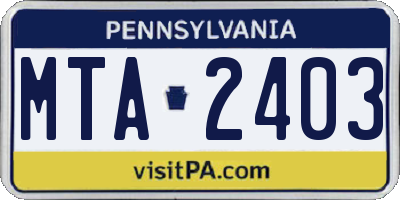 PA license plate MTA2403