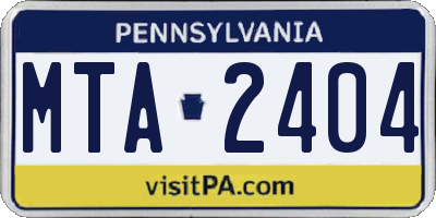 PA license plate MTA2404