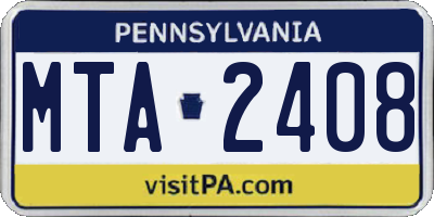 PA license plate MTA2408