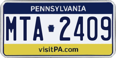 PA license plate MTA2409