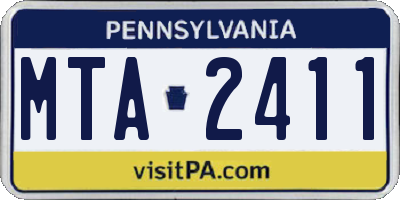 PA license plate MTA2411