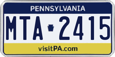 PA license plate MTA2415