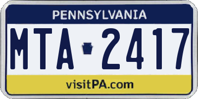 PA license plate MTA2417
