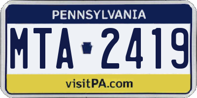 PA license plate MTA2419