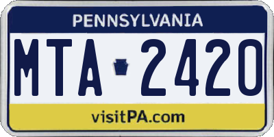 PA license plate MTA2420