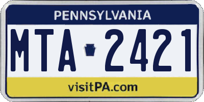 PA license plate MTA2421