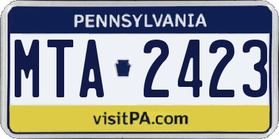 PA license plate MTA2423
