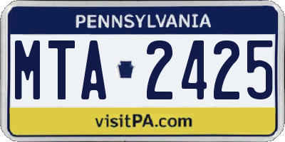 PA license plate MTA2425