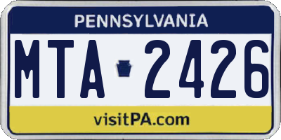 PA license plate MTA2426