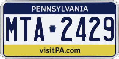 PA license plate MTA2429