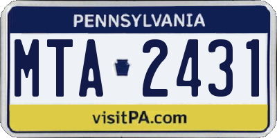 PA license plate MTA2431