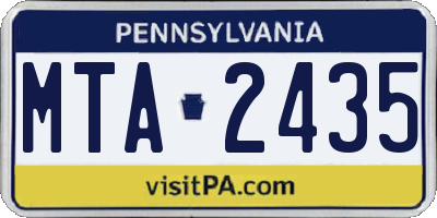 PA license plate MTA2435