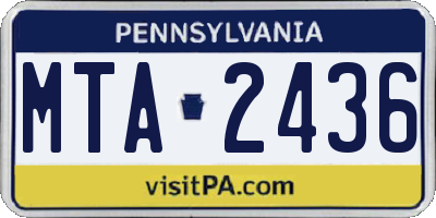 PA license plate MTA2436