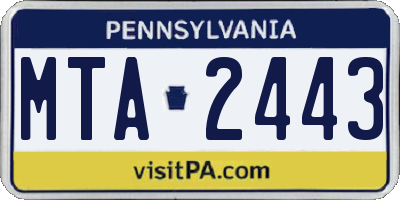 PA license plate MTA2443