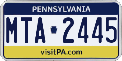 PA license plate MTA2445
