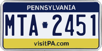 PA license plate MTA2451
