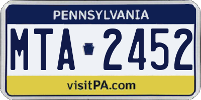 PA license plate MTA2452