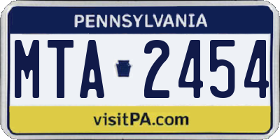 PA license plate MTA2454