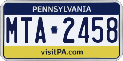 PA license plate MTA2458