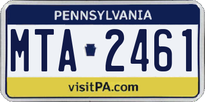 PA license plate MTA2461