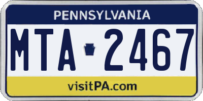 PA license plate MTA2467