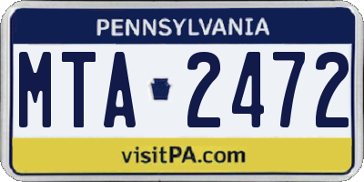 PA license plate MTA2472