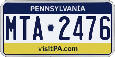 PA license plate MTA2476
