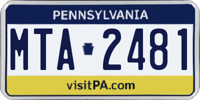PA license plate MTA2481