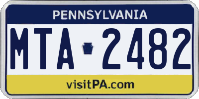 PA license plate MTA2482