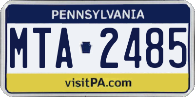 PA license plate MTA2485