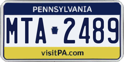 PA license plate MTA2489