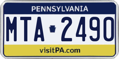PA license plate MTA2490