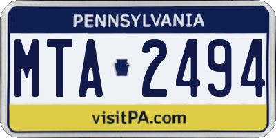 PA license plate MTA2494