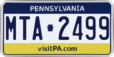 PA license plate MTA2499