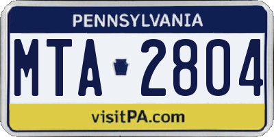 PA license plate MTA2804