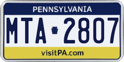 PA license plate MTA2807