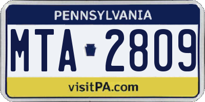 PA license plate MTA2809