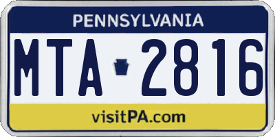 PA license plate MTA2816