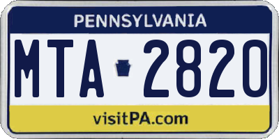 PA license plate MTA2820