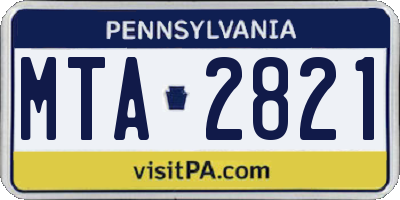 PA license plate MTA2821
