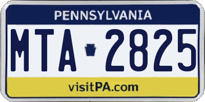 PA license plate MTA2825