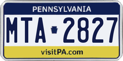 PA license plate MTA2827