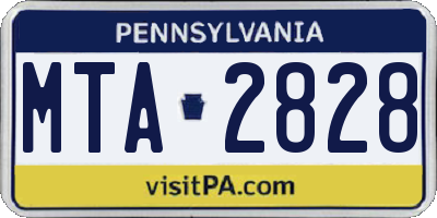 PA license plate MTA2828